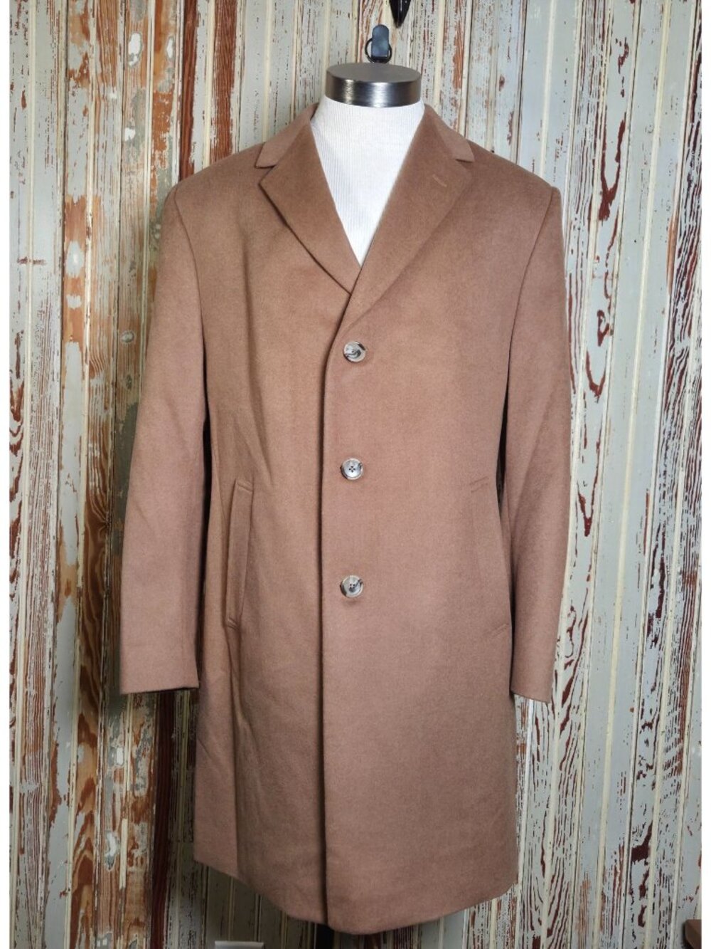 Jos. A. Bank Mens Wool Blend Overcoat Coat Size 40 S Button Closure Pockets